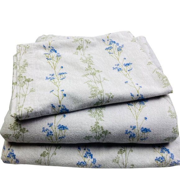 Vintage Whimsical Cotton Flannel Sheet Set Twin Bedding Portugal Cottagecore - Picture 1 of 4